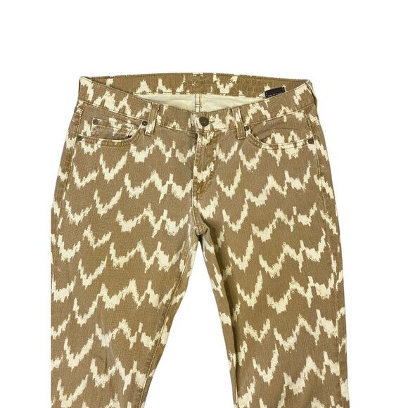 7 For All Mankind Womens The Cropped Skinny Jeans Brown Ikat Print Size‎ 27 - Picture 3 of 7